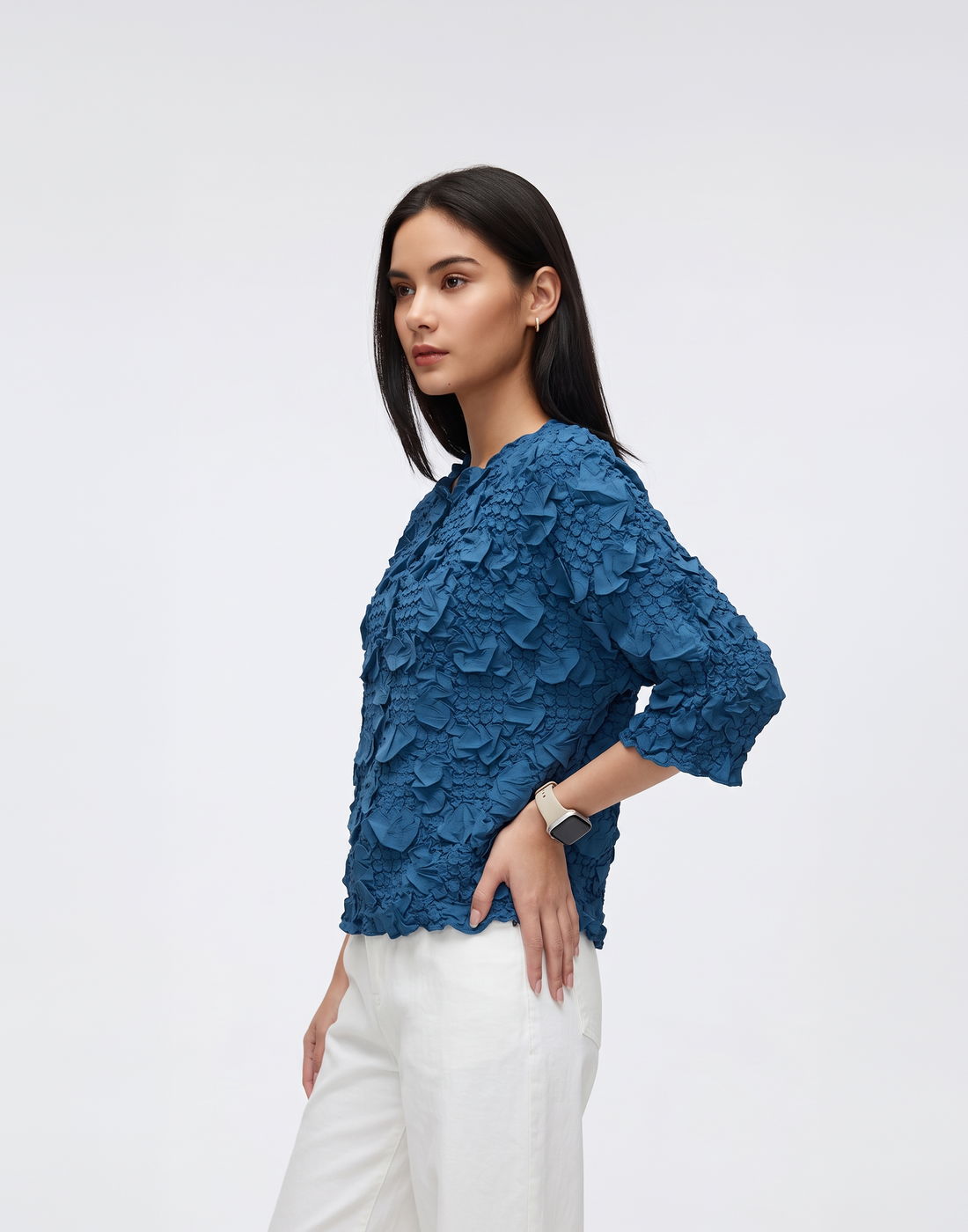 Wrinkle-Free, Cooling & Breathable Free Size Pleated Camellia Top