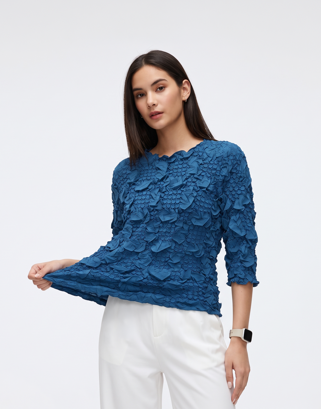 Wrinkle-Free, Cooling & Breathable Free Size Pleated Camellia Top