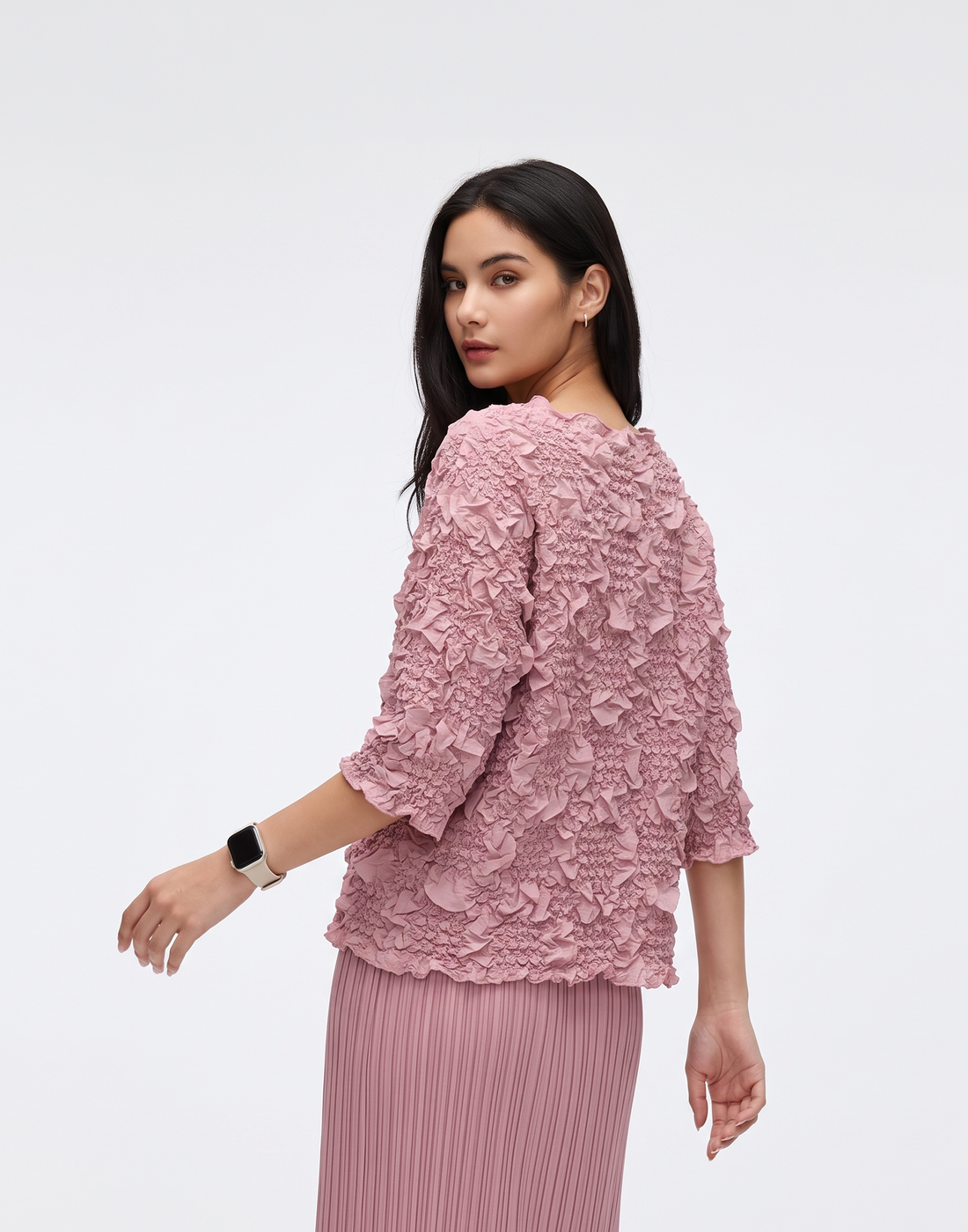 Wrinkle-Free, Cooling & Breathable Free Size Pleated Camellia Top