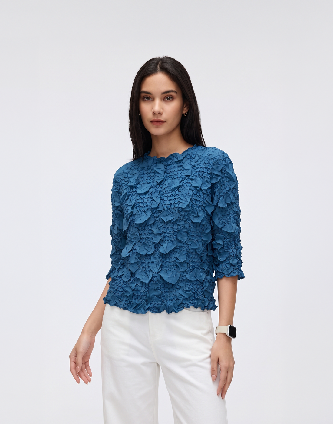 Wrinkle-Free, Cooling & Breathable Free Size Pleated Camellia Top