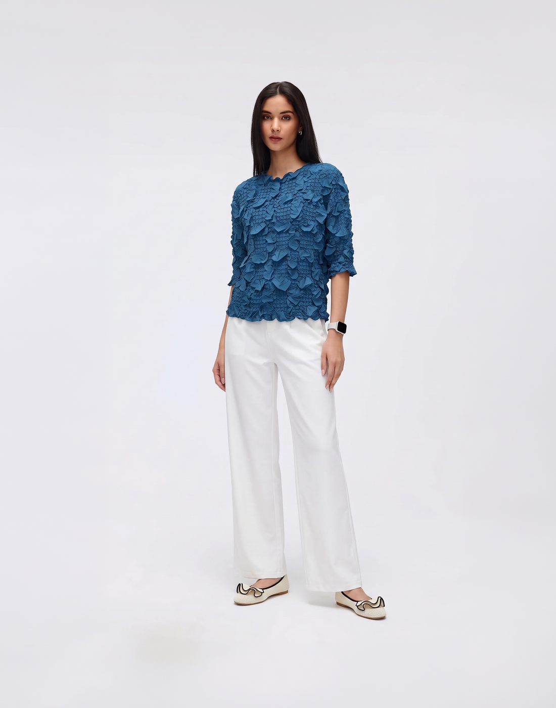 Wrinkle-Free, Cooling & Breathable Free Size Pleated Camellia Top