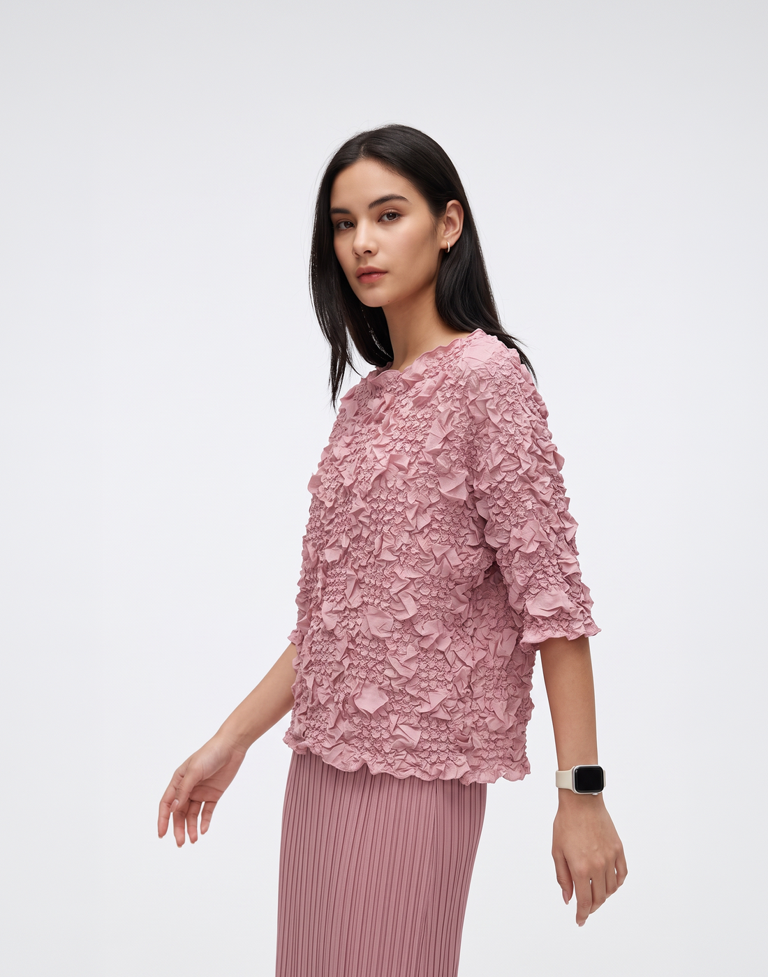 Wrinkle-Free, Cooling & Breathable Free Size Pleated Camellia Top