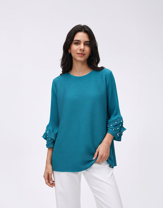 Wrinkle-Free, Cooling & Free Size Pleated Roselle Top