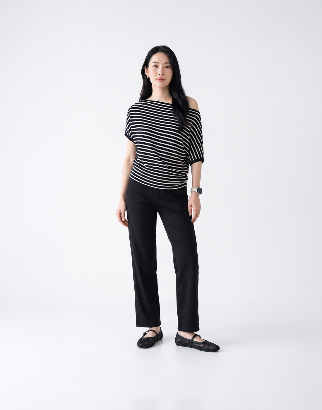 Cooling, Breathable & Crease-Resistant Chilled Boat Necked Top With Batwing Sleeves