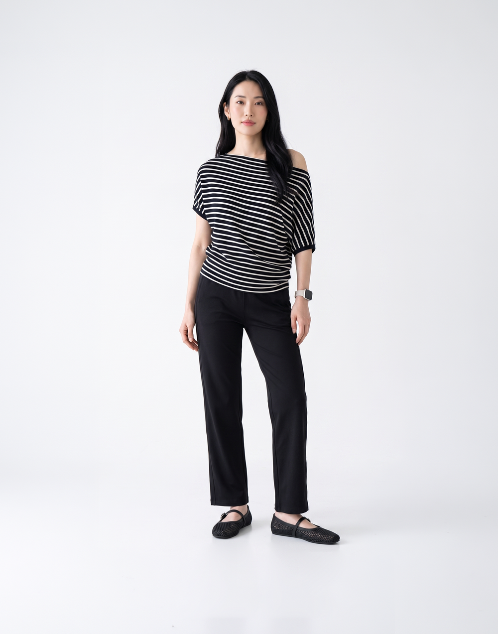 Cooling, Breathable & Crease-Resistant Chilled Boat Necked Top With Batwing Sleeves