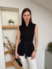 Pleated Bloom Vest With Pockets (Free Size) With Belt