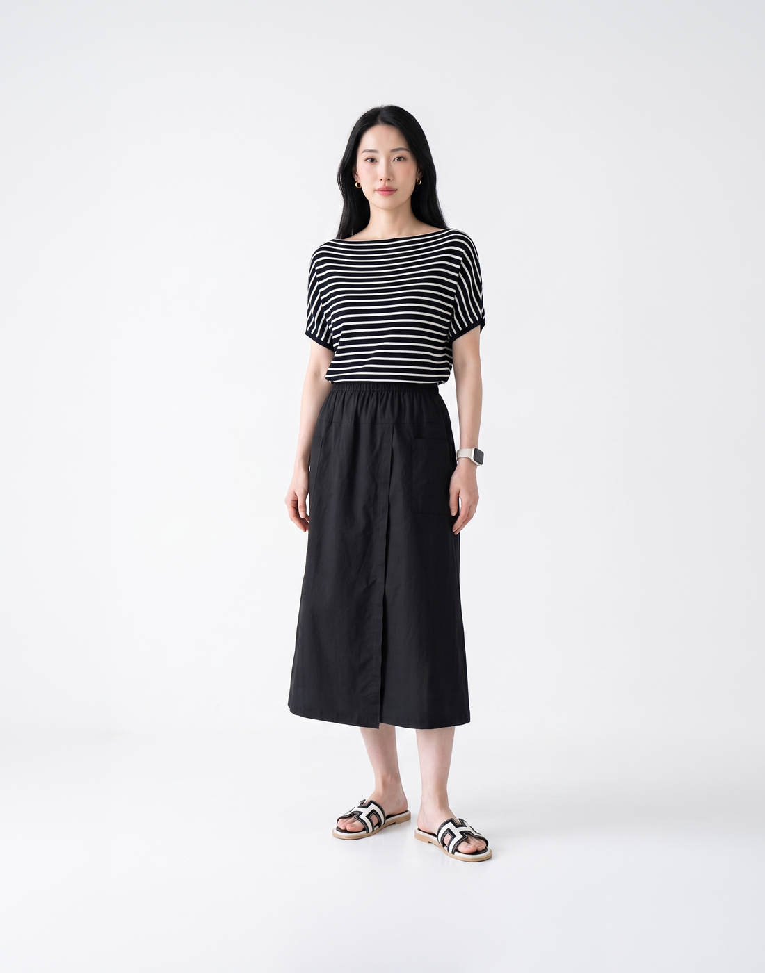 Cooling, Breathable & Crease-Resistant Chilled Boat Necked Top With Batwing Sleeves