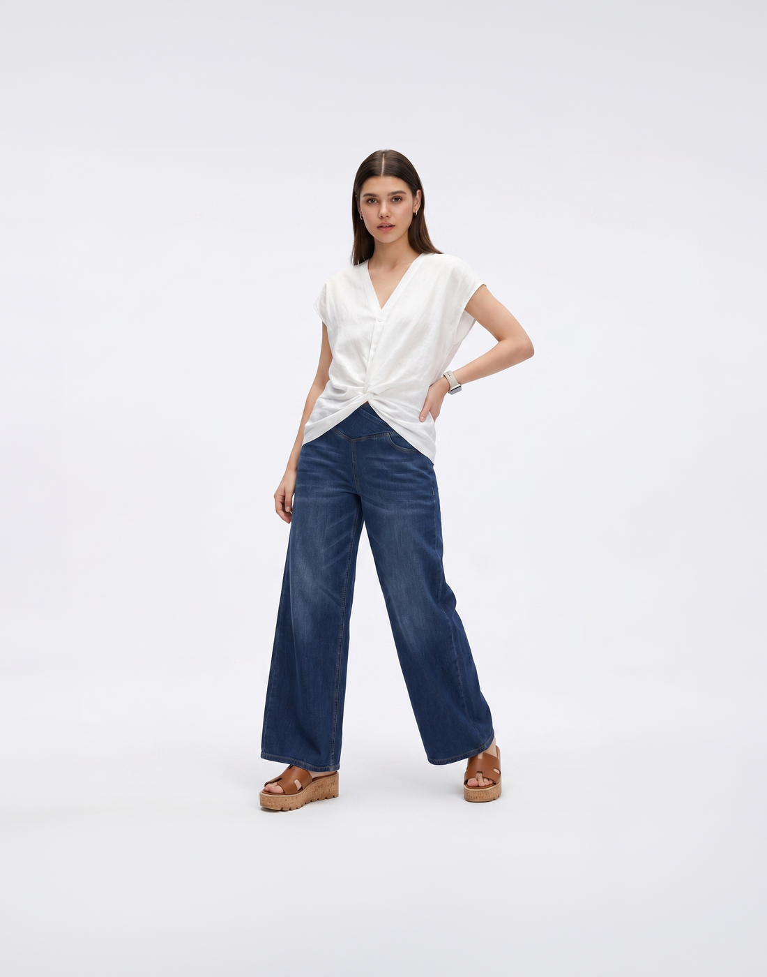 Cooling, Breathable, Crease-Resistent & Tummy Covering Polished Twist Top With Cap Sleeves