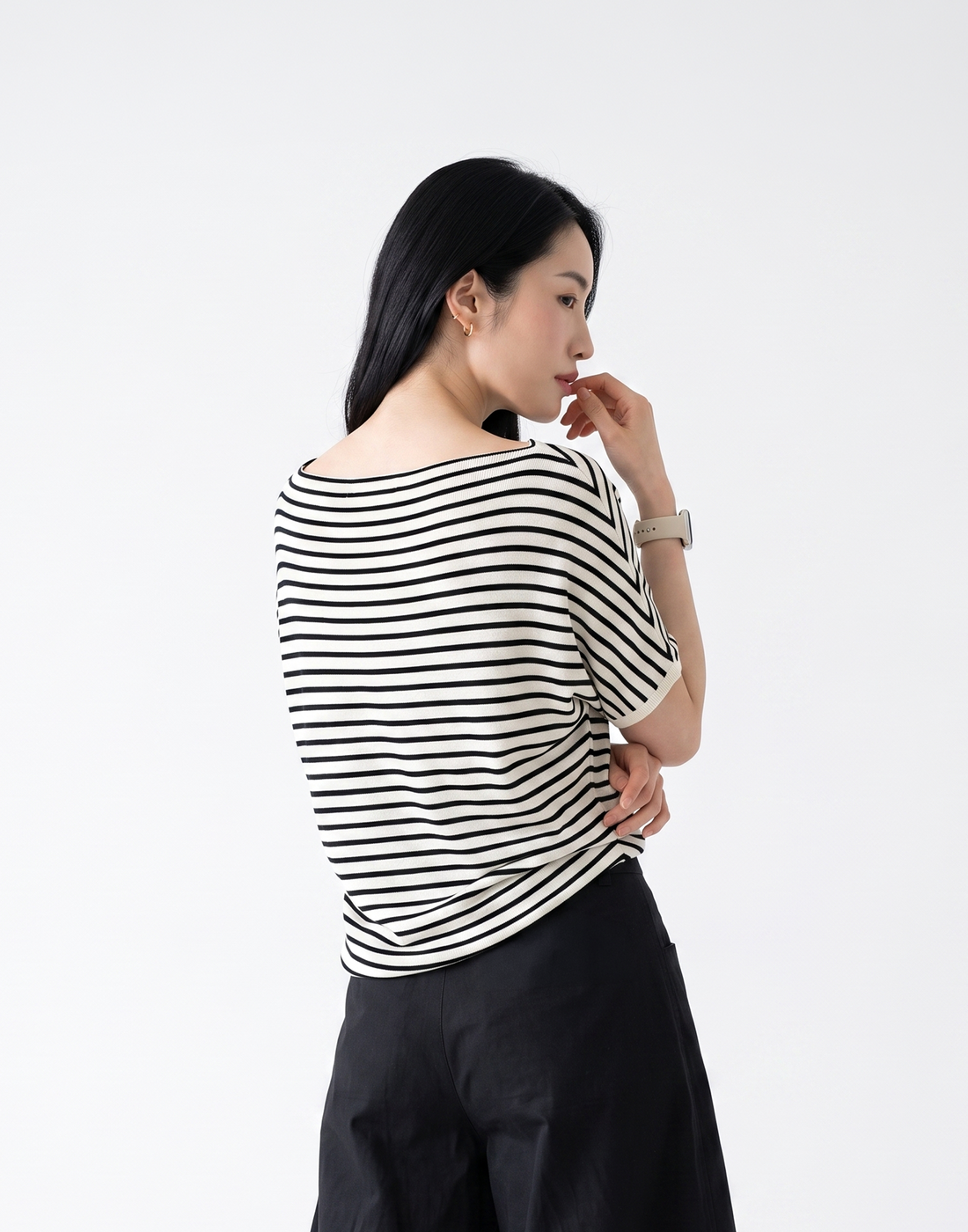 Cooling, Breathable & Crease-Resistant Chilled Boat Necked Top With Batwing Sleeves