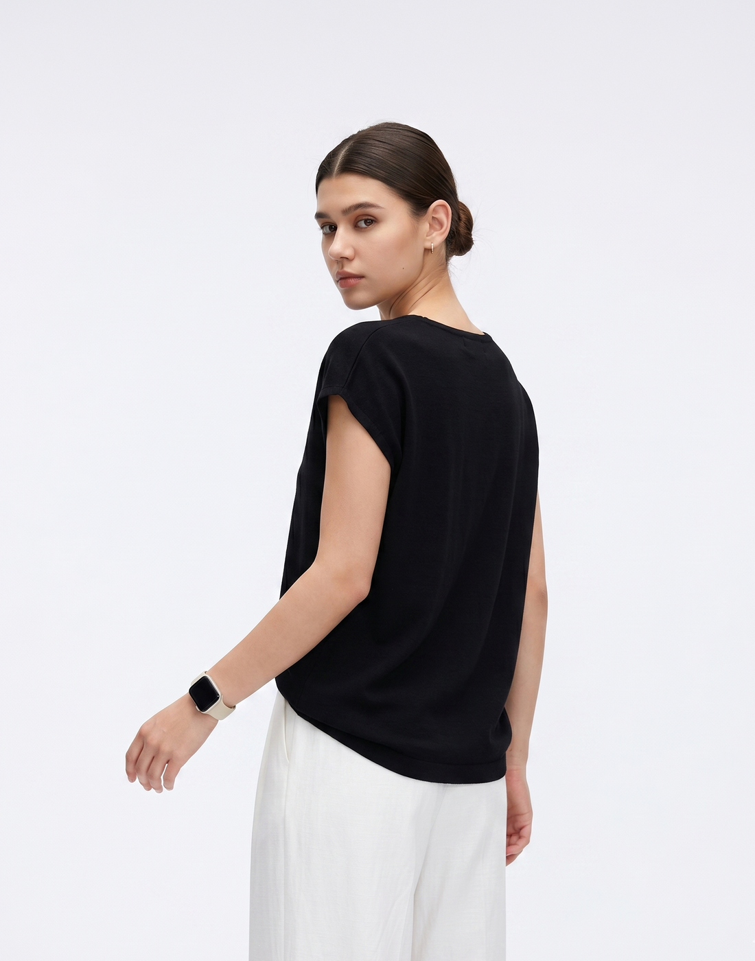Cooling, Breathable, Crease-Resistent & Tummy Covering Polished Twist Top With Cap Sleeves