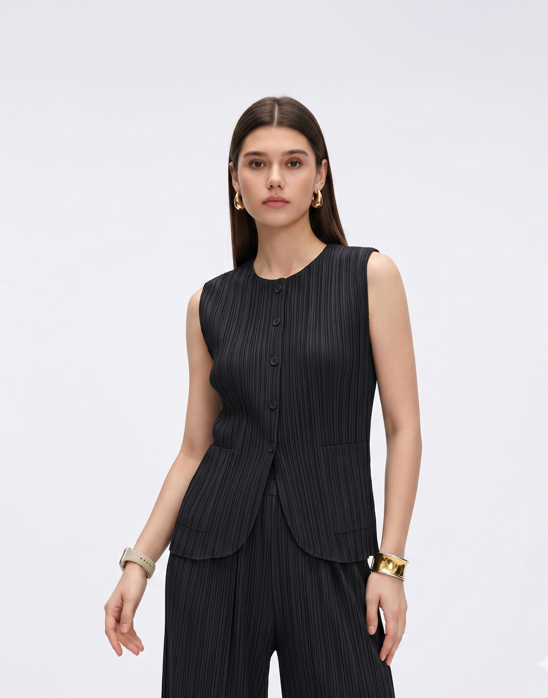 Cooling, Wrinkle-Free & Free Size Pleated Legacy Vest With Pockets