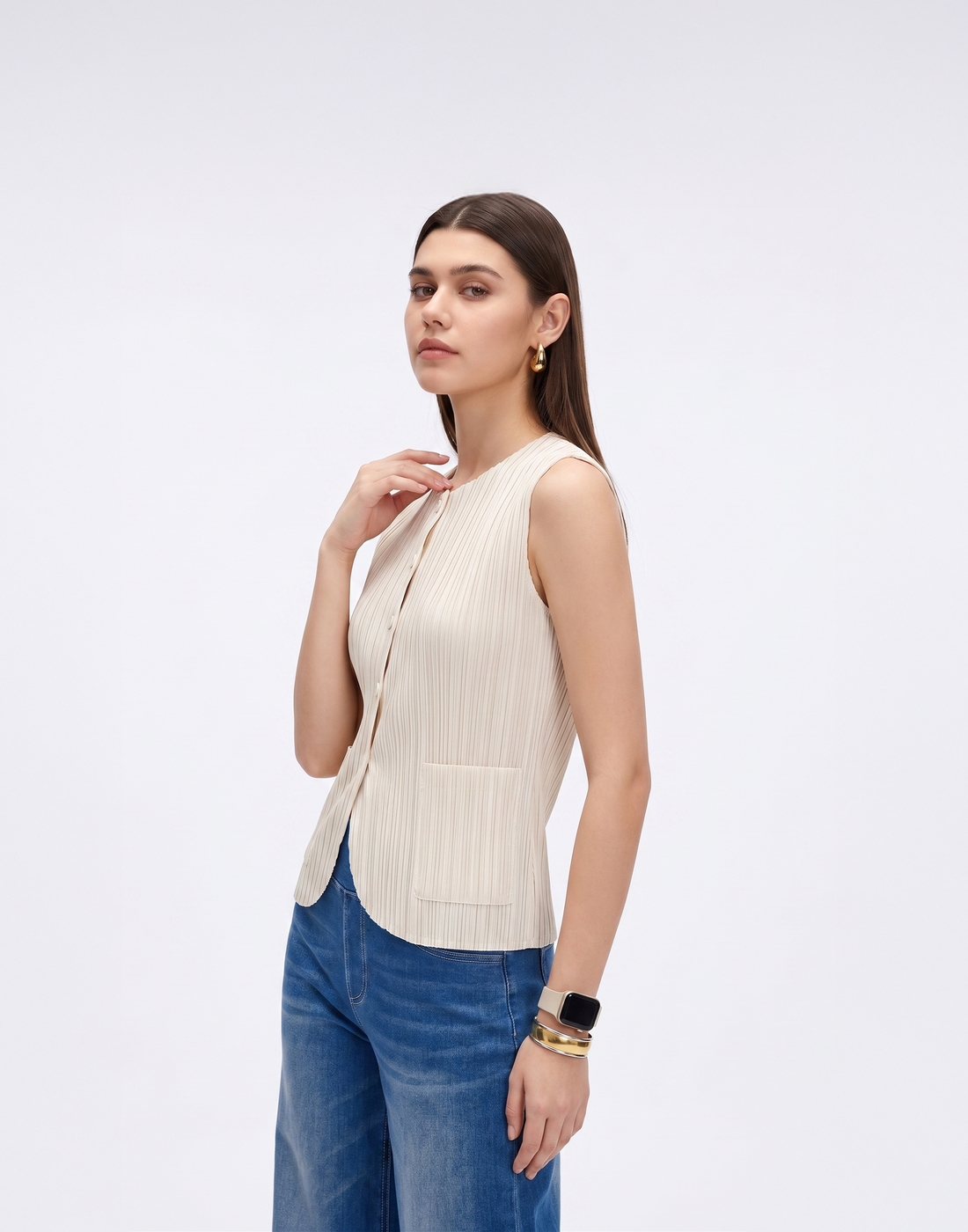 Cooling, Wrinkle-Free & Free Size Pleated Legacy Vest With Pockets