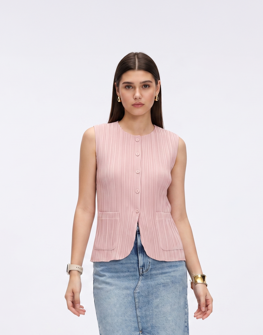 Cooling, Wrinkle-Free & Free Size Pleated Legacy Vest With Pockets