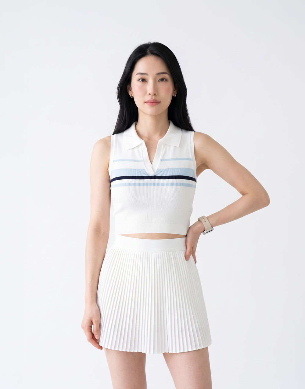 Buy 1, Get 1 Free - Cooling, Sweat-Wicking & Breathable Stripes Preppy Padded Top