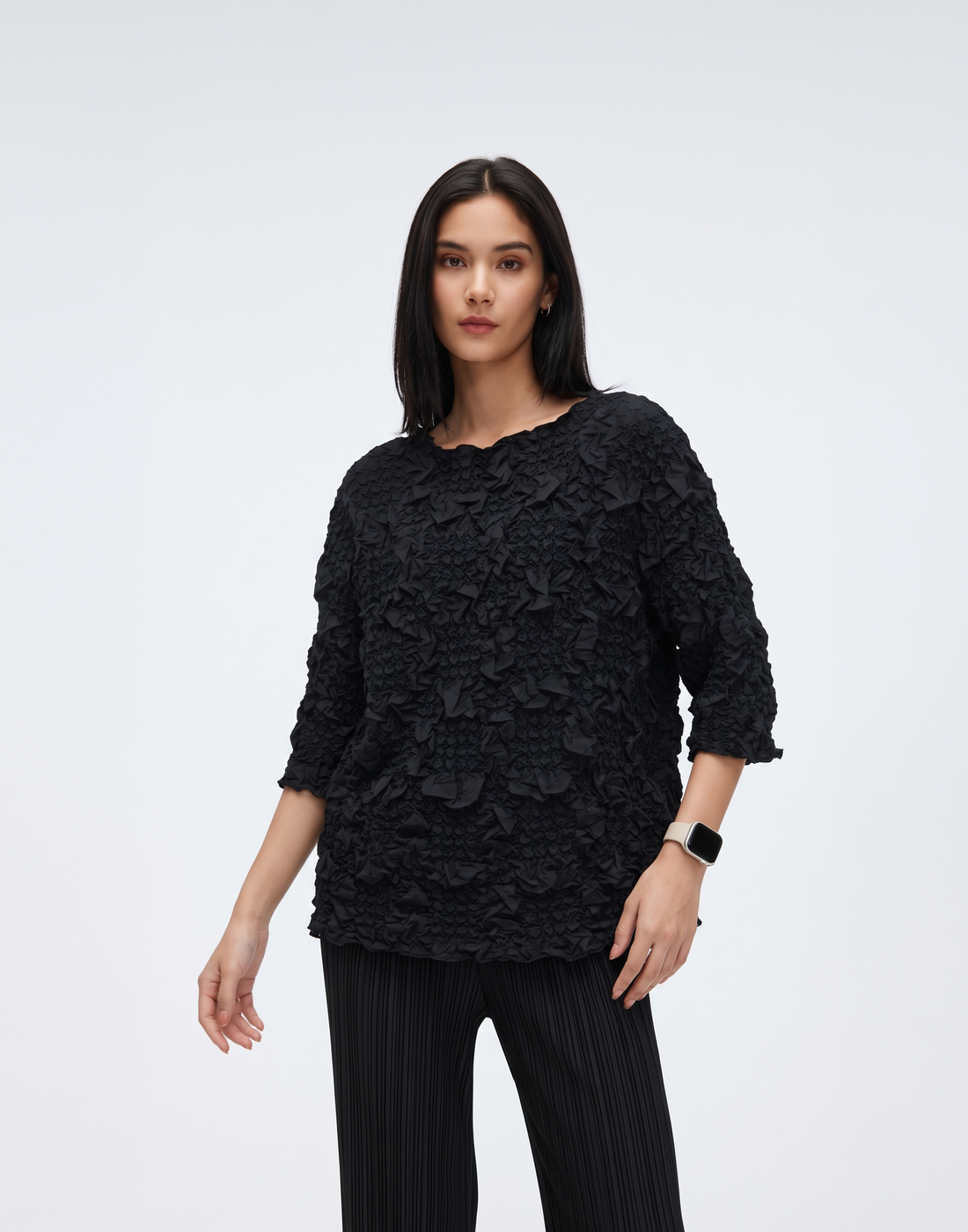 Wrinkle-Free, Cooling & Breathable Free Size Pleated Camellia Top