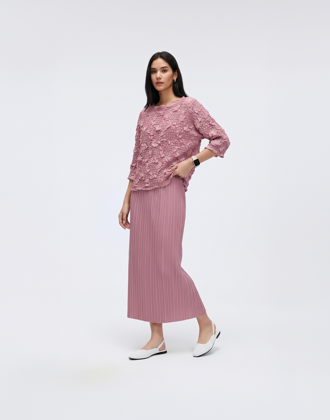Wrinkle-Free, Cooling & Breathable Free Size Pleated Camellia Top