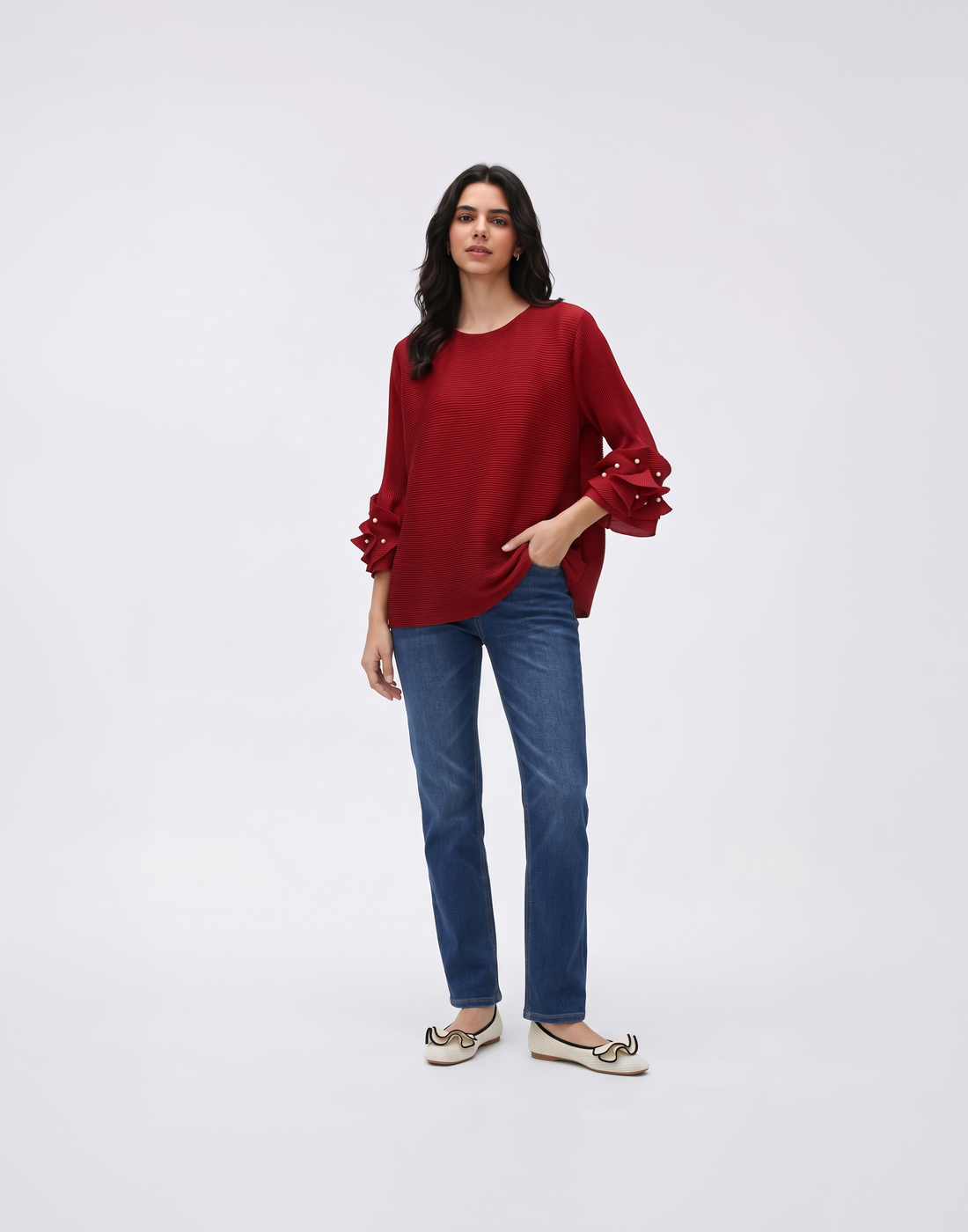 Wrinkle-Free, Cooling & Free Size Pleated Roselle Top
