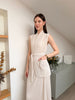 Pleated Bloom Vest With Pockets (Free Size) With Belt