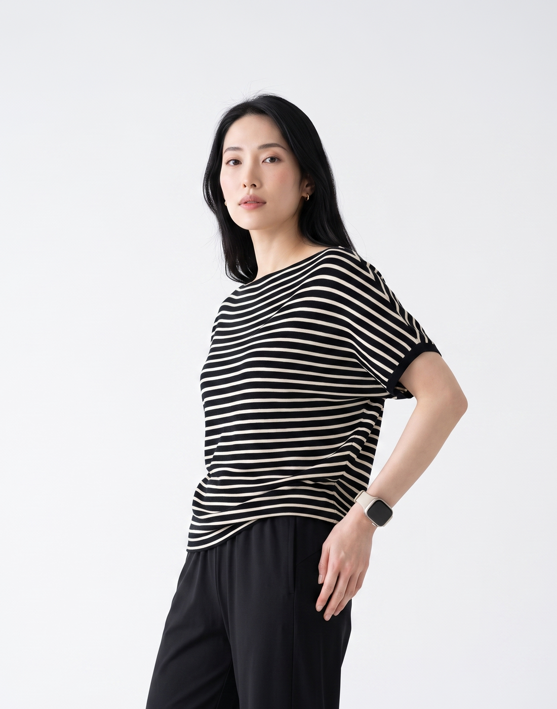 Cooling, Breathable & Crease-Resistant Chilled Boat Necked Top With Batwing Sleeves