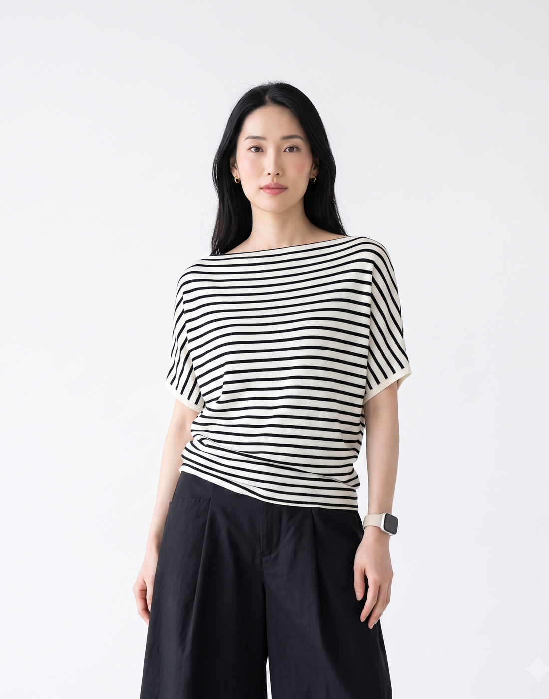 Cooling, Breathable & Crease-Resistant Chilled Boat Necked Top With Batwing Sleeves