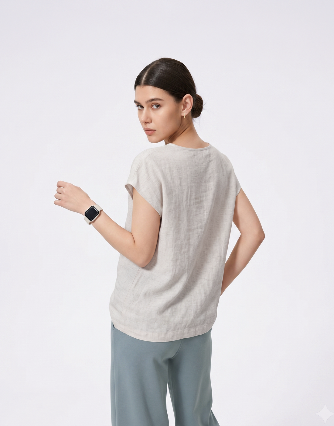 Cooling, Breathable, Crease-Resistent & Tummy Covering Polished Twist Top With Cap Sleeves