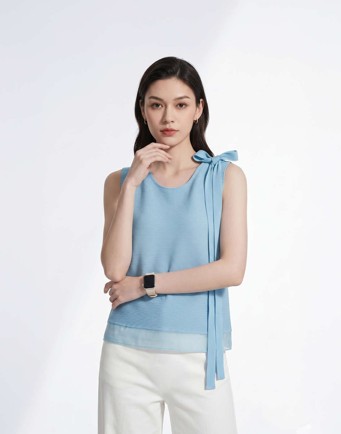 Wrinkle-Free, Cooling & Free Size Pleated Rose Top