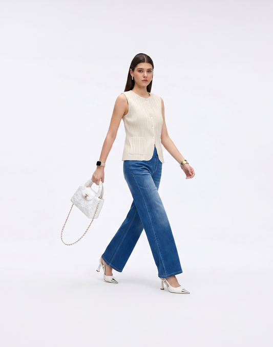 Cooling, Wrinkle-Free & Free Size Pleated Legacy Vest With Pockets