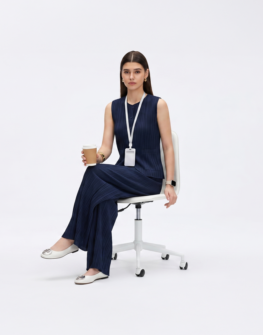 Cooling, Wrinkle-Free & Free Size Pleated Legacy Vest With Pockets