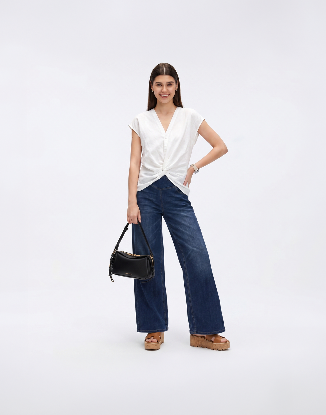 Cooling, Breathable, Crease-Resistent & Tummy Covering Polished Twist Top With Cap Sleeves