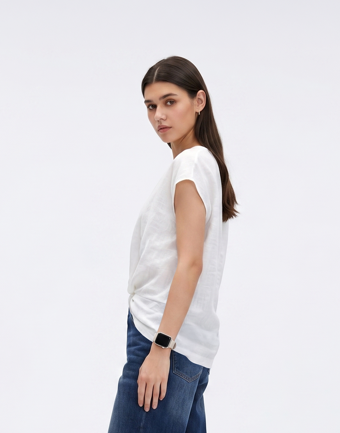 Cooling, Breathable, Crease-Resistent & Tummy Covering Polished Twist Top With Cap Sleeves