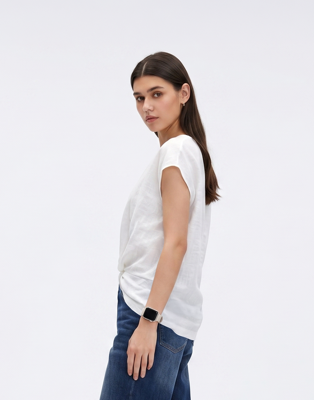 Cooling, Breathable, Crease-Resistent & Tummy Covering Polished Twist Top With Cap Sleeves