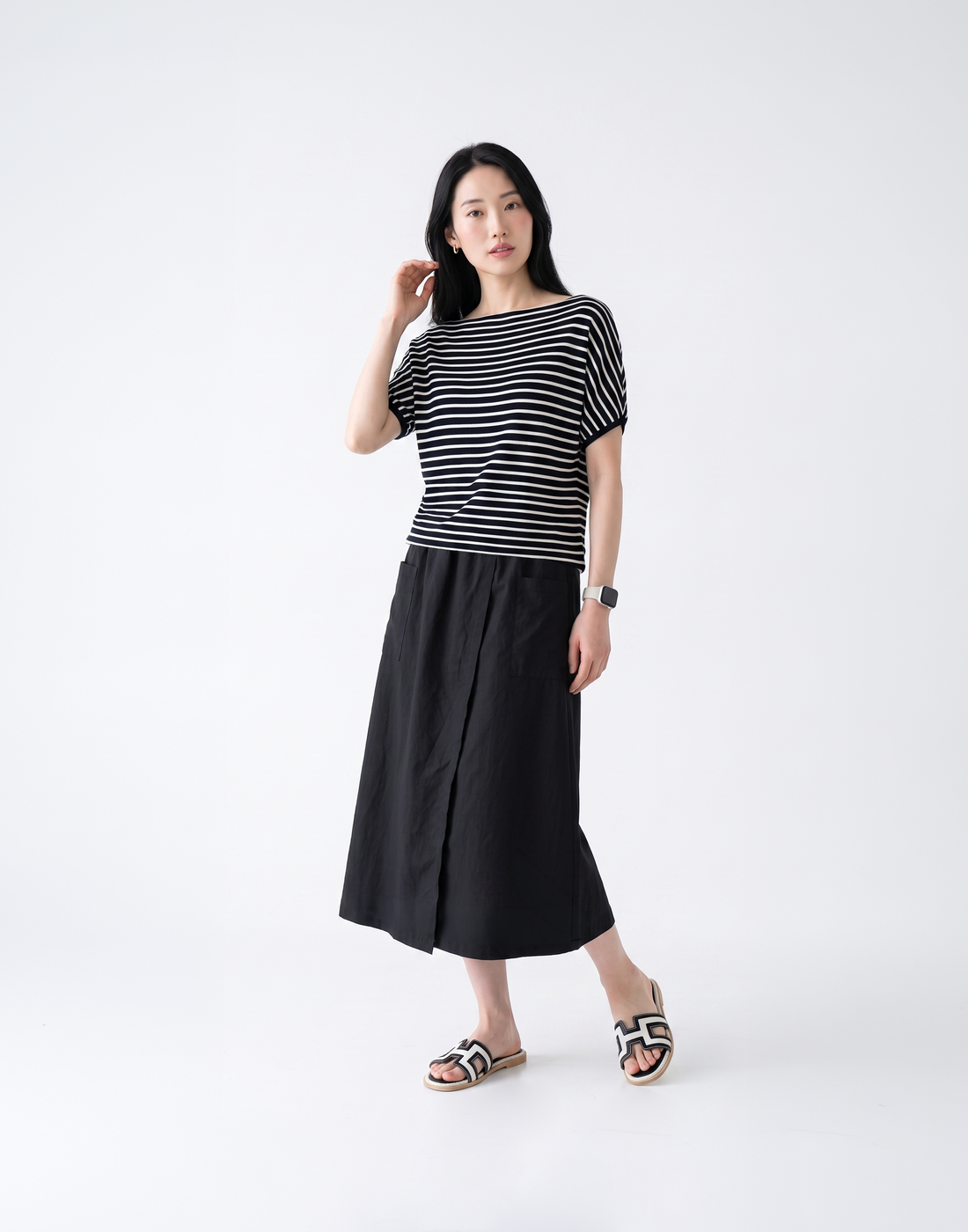 Cooling, Breathable & Crease-Resistant Chilled Boat Necked Top With Batwing Sleeves