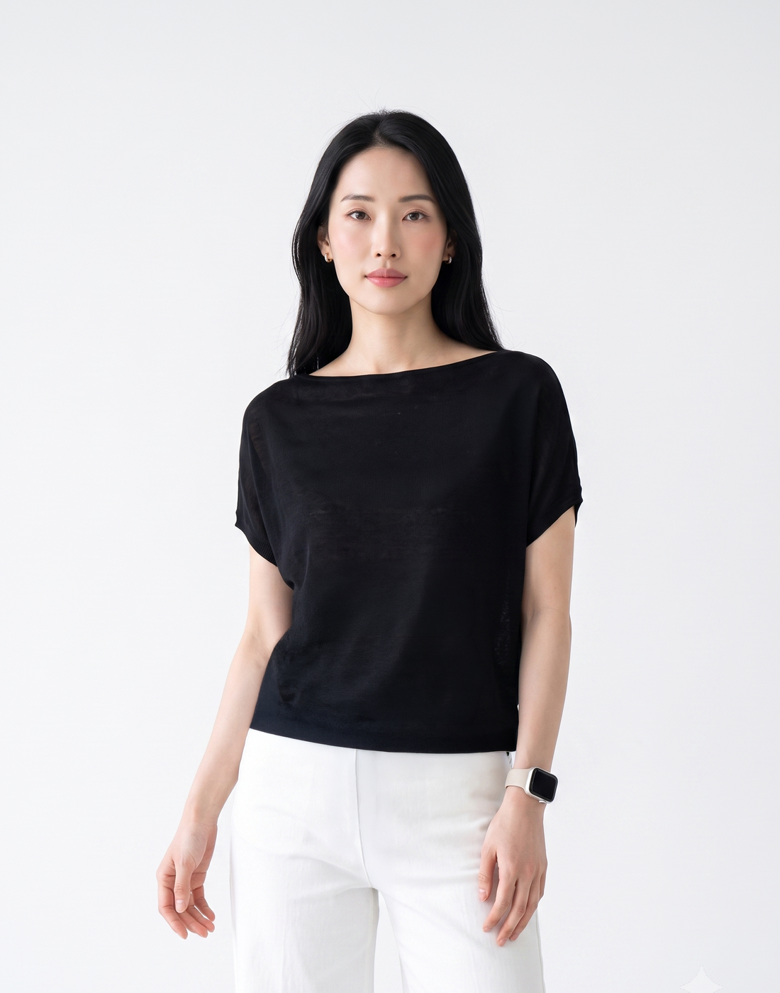 Cooling, Breathable & Crease-Resistant Chilled Boat Necked Top With Batwing Sleeves