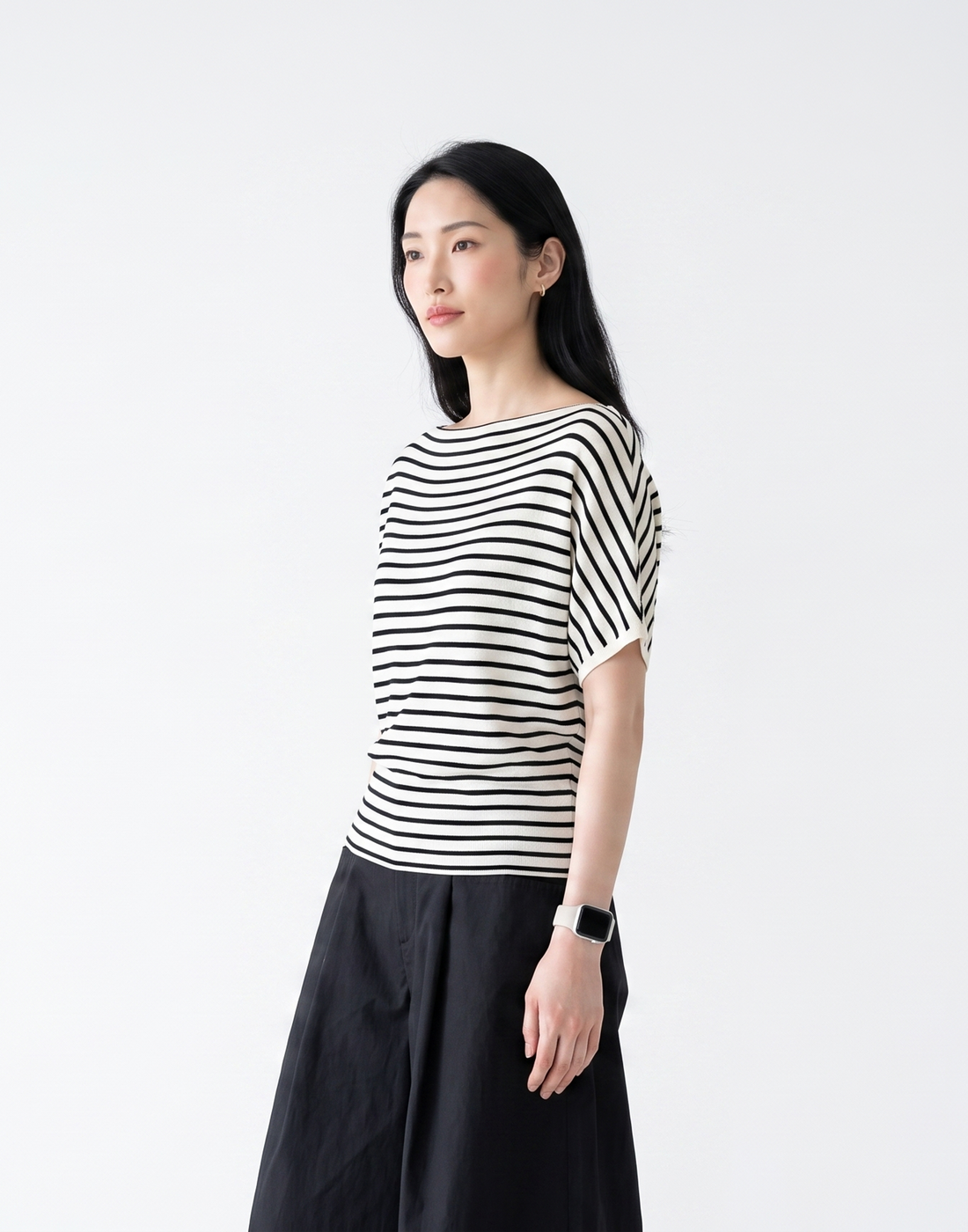 Cooling, Breathable & Crease-Resistant Chilled Boat Necked Top With Batwing Sleeves