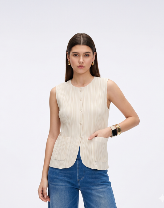 Cooling, Wrinkle-Free & Free Size Pleated Legacy Vest With Pockets