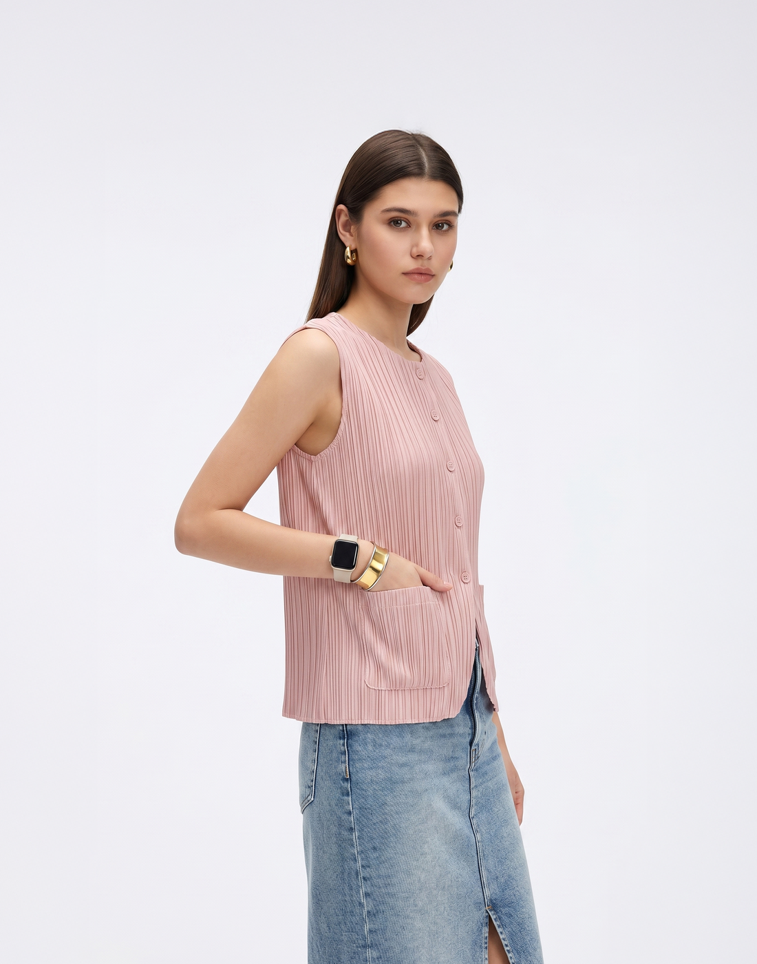 Cooling, Wrinkle-Free & Free Size Pleated Legacy Vest With Pockets