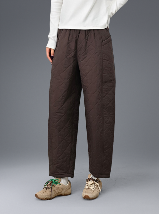 Buttery Soft Quitted Trousers With Stretchy Waistband & Pockets - For Cold Climates