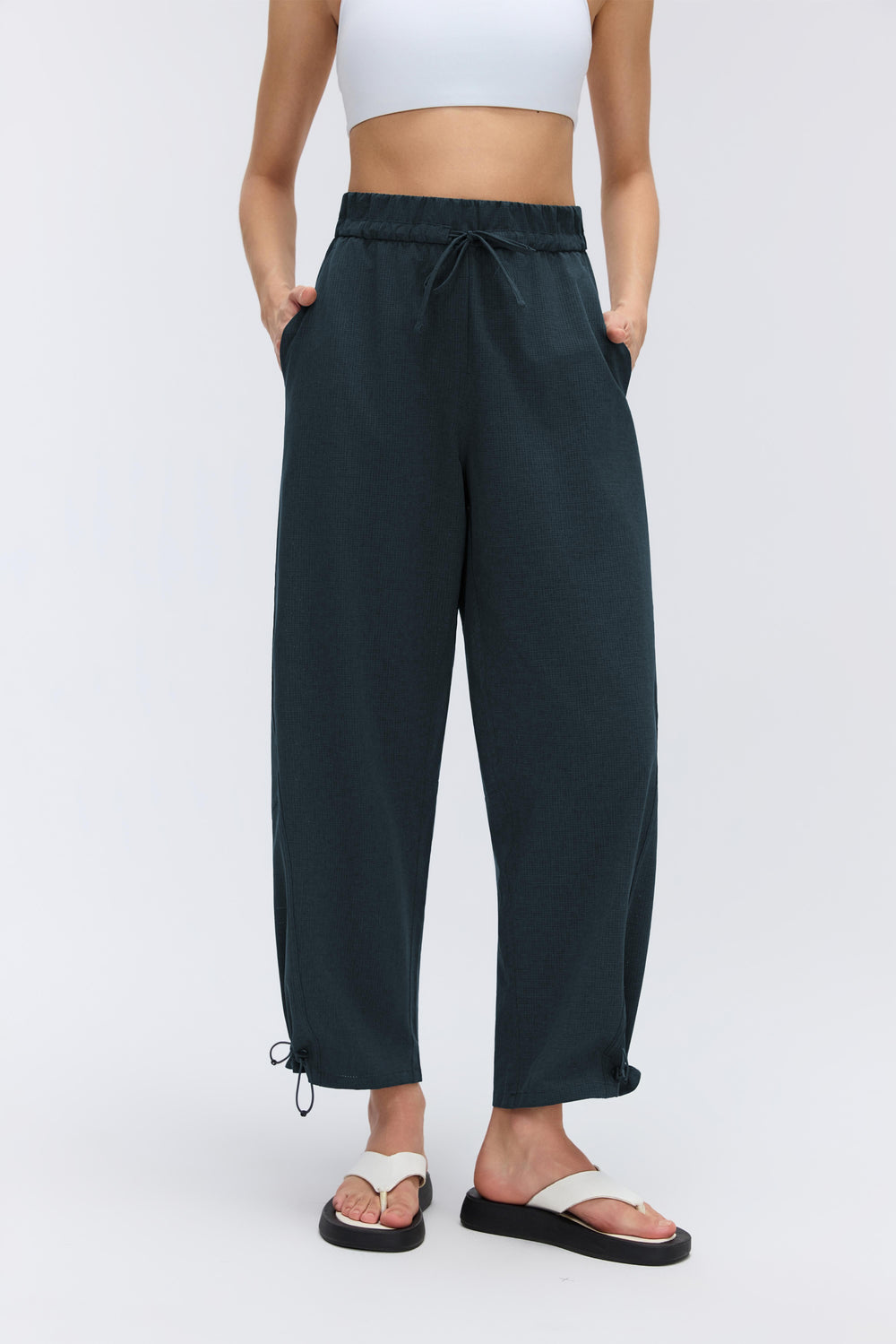 2-in-1 Cooling, Breathable & Wrinkle-Free Ease Trousers With Adjustable Waistband & Pockets