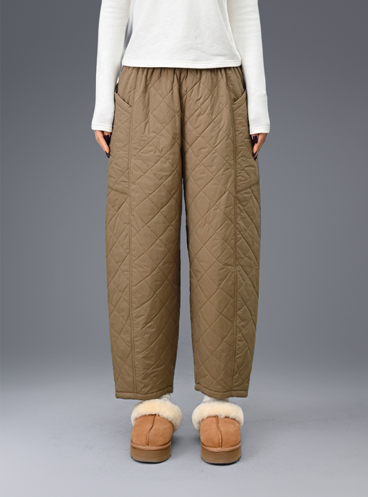 Buttery Soft Quitted Trousers With Stretchy Waistband & Pockets - For Cold Climates