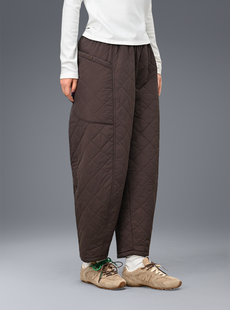 Buttery Soft Quitted Trousers With Stretchy Waistband & Pockets - For Cold Climates