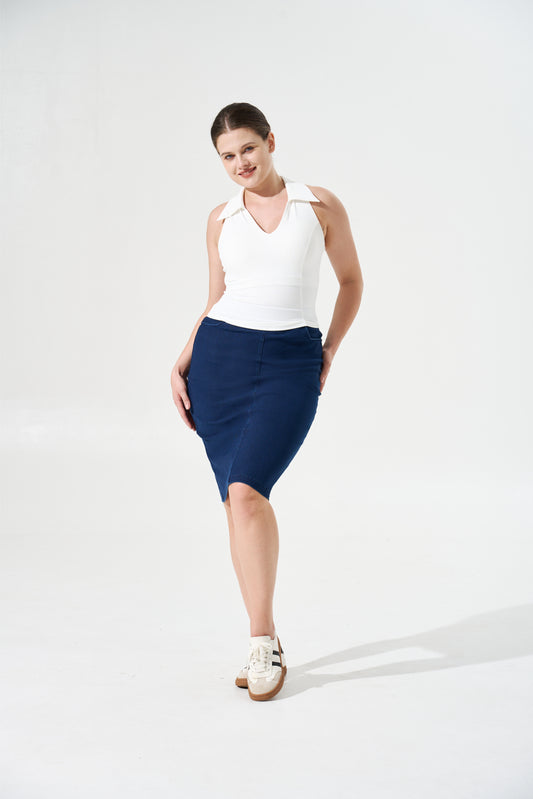 Exclusives - Cooling & Stretchable Denim Skirt With Tummy Control