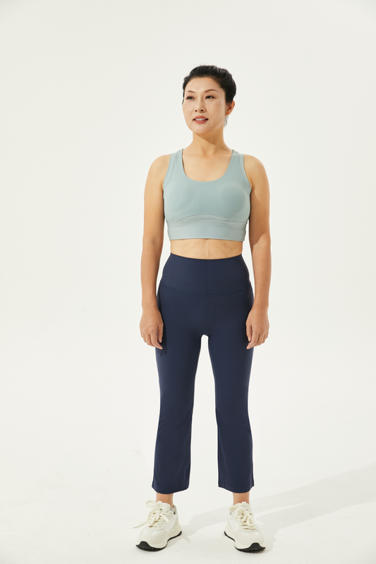 PEASKJP Gym Leggings for Women Wide Leg High Waist Workout Tummy Control  Work Pants, Blue M 